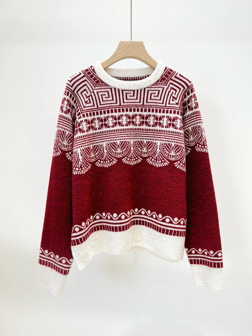 凯特丝蓓【晶姐专属】1239#新年系列氛围感费尔岛圆领针织衫毛衣