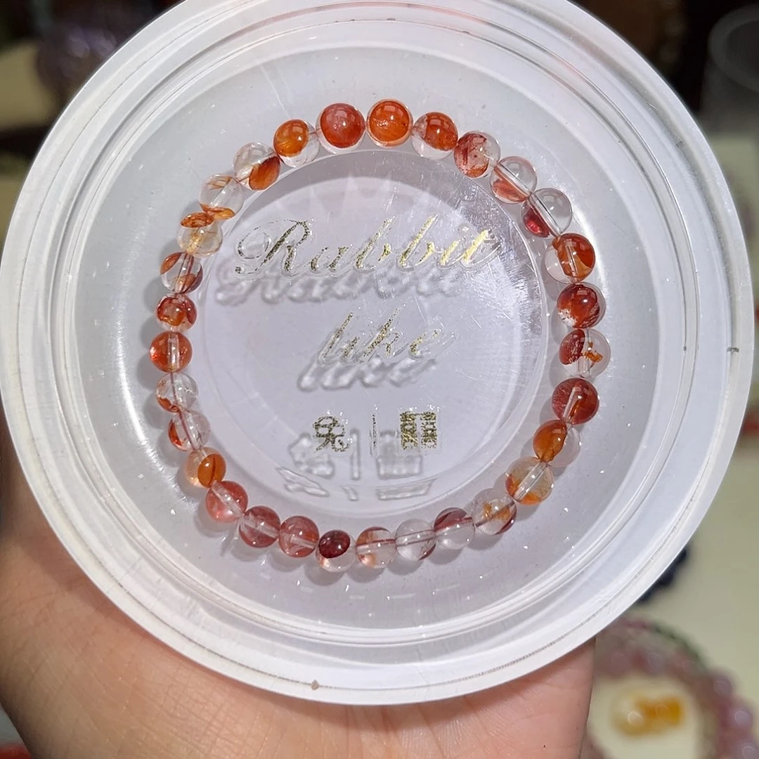 水晶手串未镶嵌余*5.5m红胶花