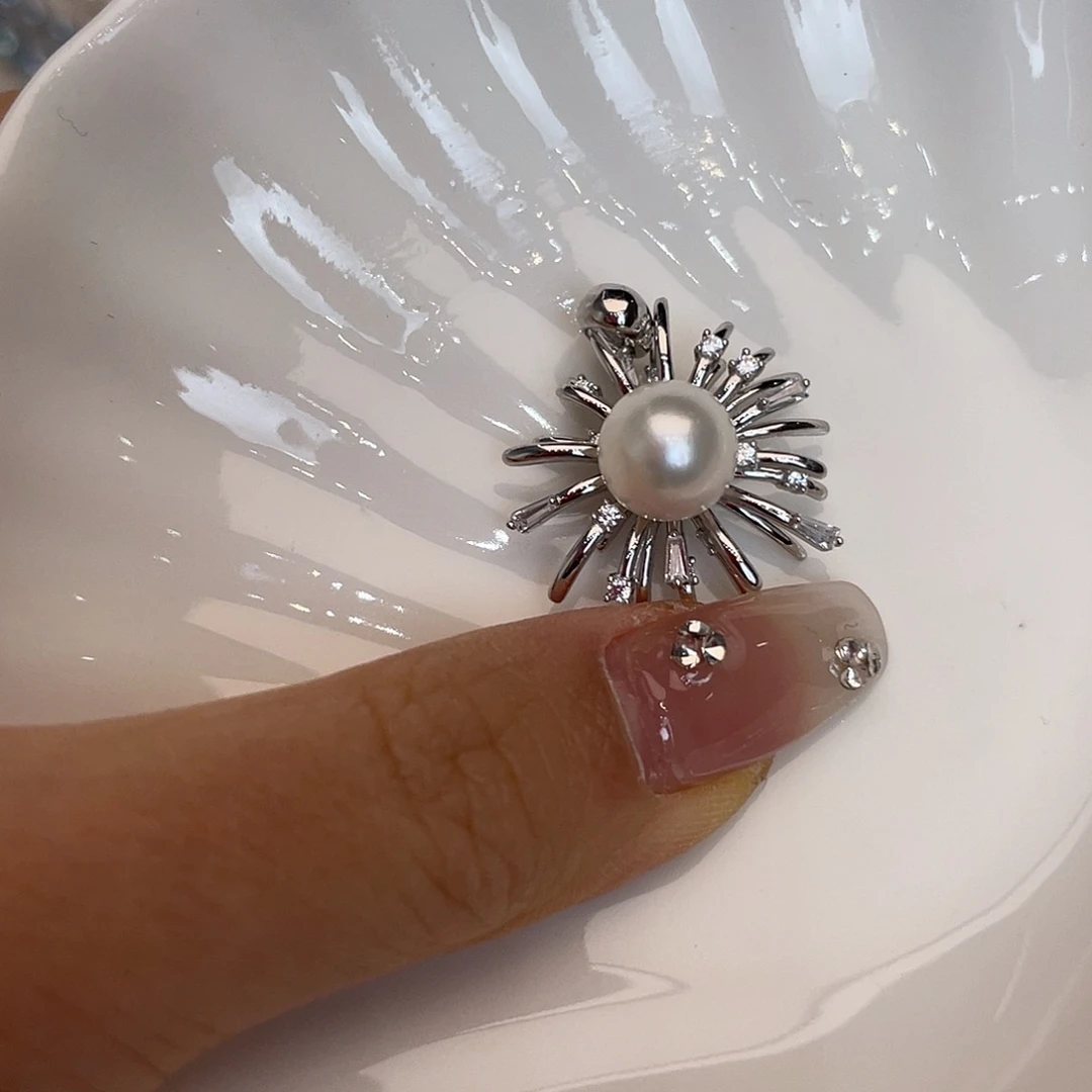 银S925镶嵌吊坠(不含链)海水珍珠