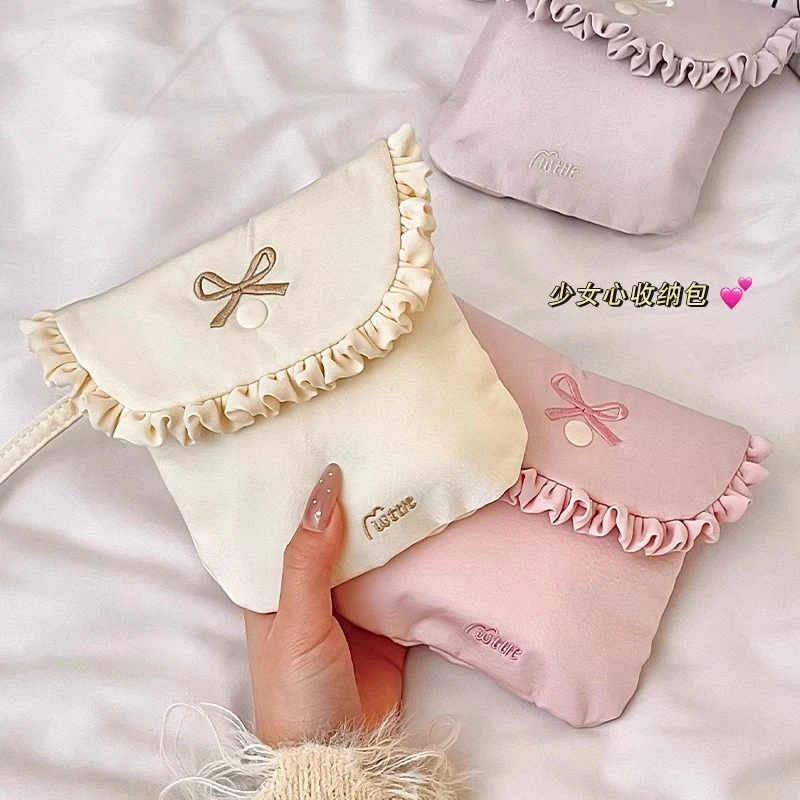 花边姨妈巾卫生巾收纳包大容量便携小型高颜值学生月经小包月事包