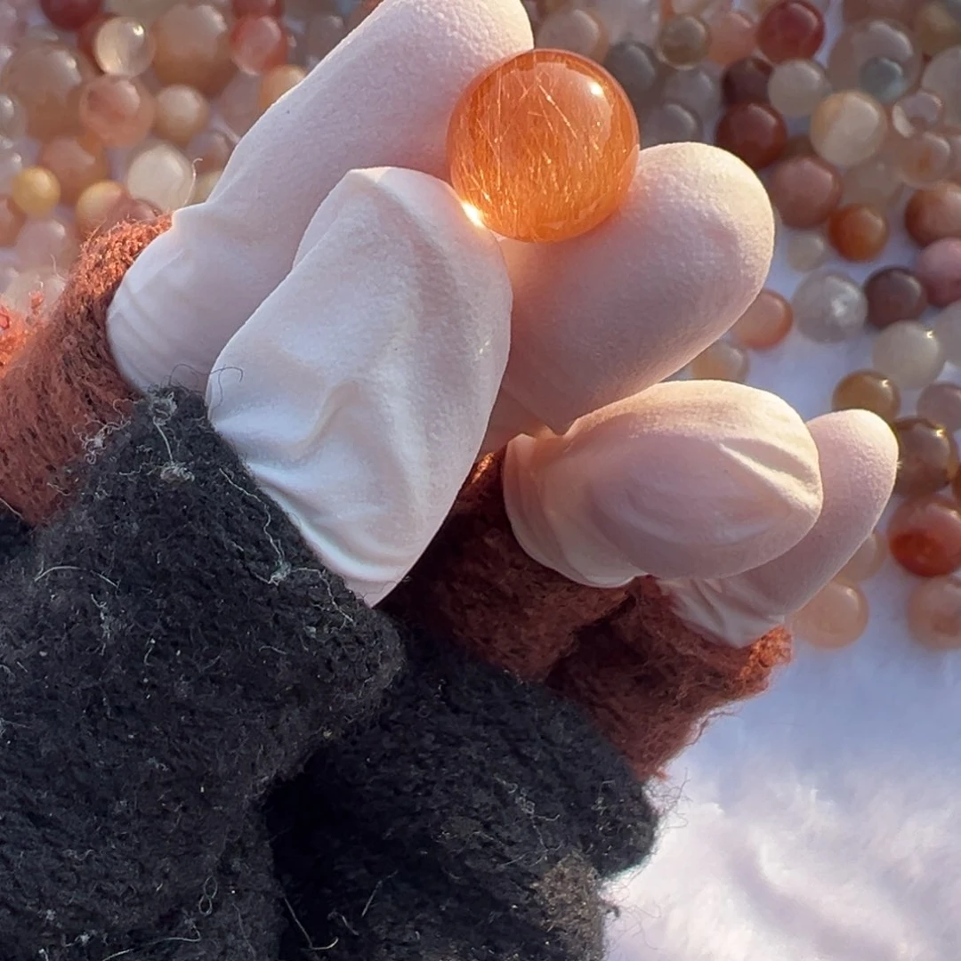 水晶水晶兔毛单珠11mm打孔不退换未镶嵌安**?