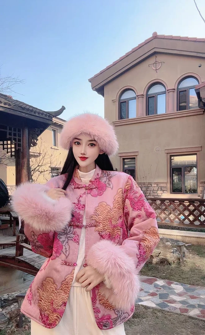 {凤凰于飞}国风印花中式百搭新款冬季气质复古棉服品质长袖上衣