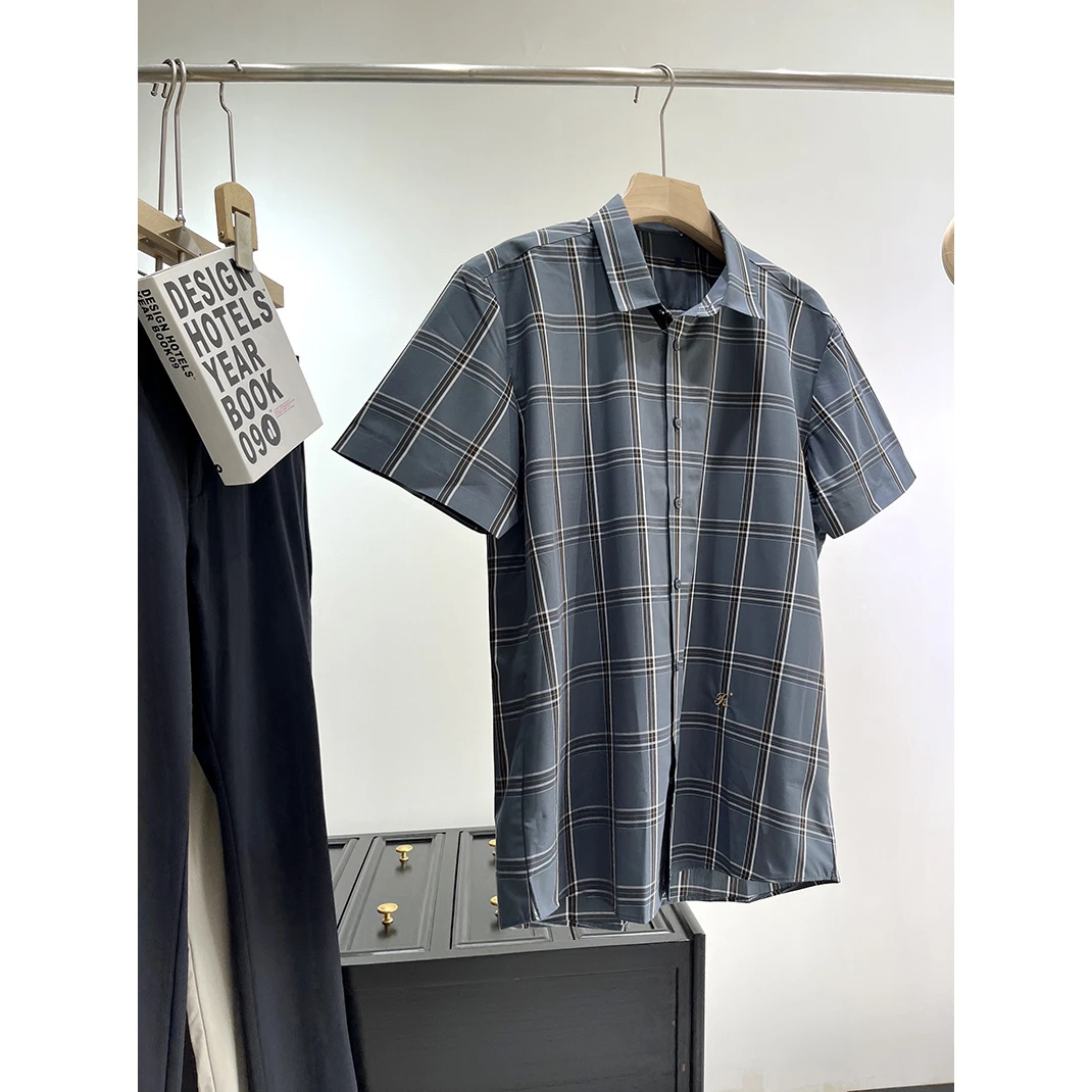 特！轻盈凉感~商场余D 色织格子夏季休闲短袖衬衫 C80 男装 H5480