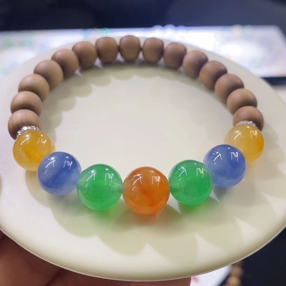 翡翠未镶嵌挂件浓彩半串