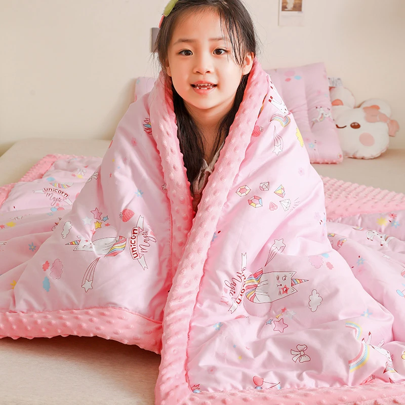 儿童全棉豆豆被子被芯婴幼儿安抚盖毯盖被可机洗春秋冬被同款枕头