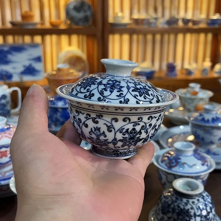 錡镇堂手工手绘盖碗