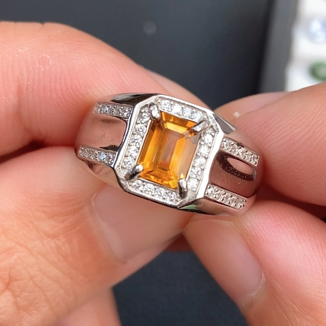 银S925镶嵌戒指黄晶