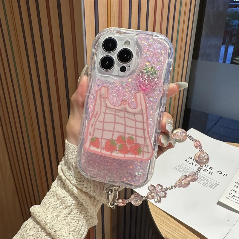 夏日ins草莓小清新手机壳适用苹果16Pro华为oppo小米vivo全包方式