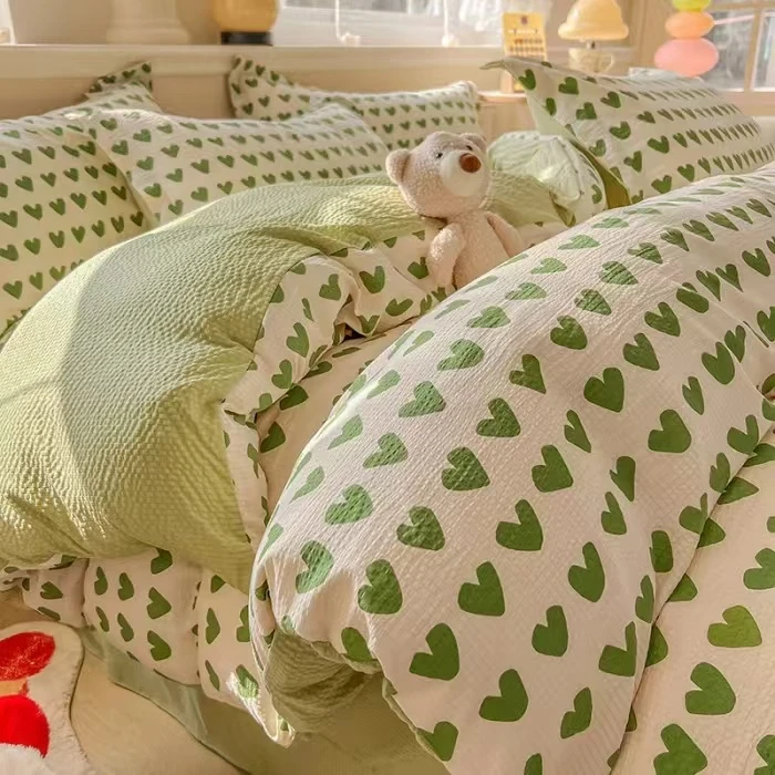 【惊喜福利】达芬奇家纺 泡泡纱四件套 爱心