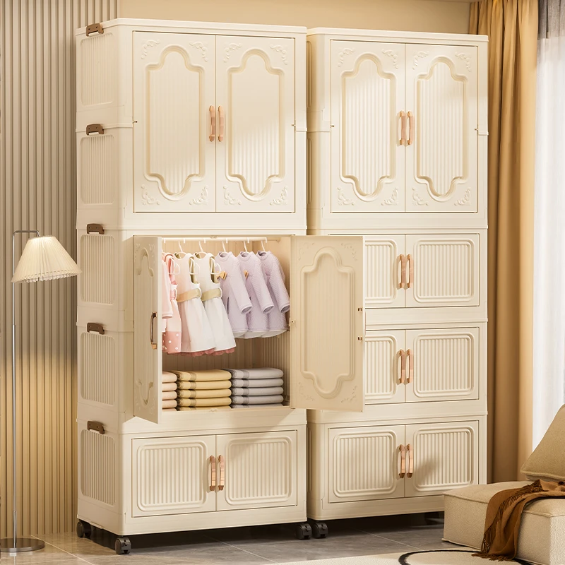 66面宽/复古风大容量衣柜卧室衣服棉被杂物储物收纳衣柜