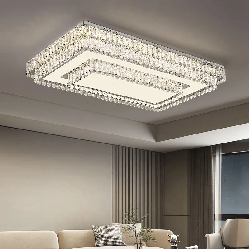 现代简约客厅大气水晶灯LED吸顶卧室灯具新款组合套餐轻奢家用