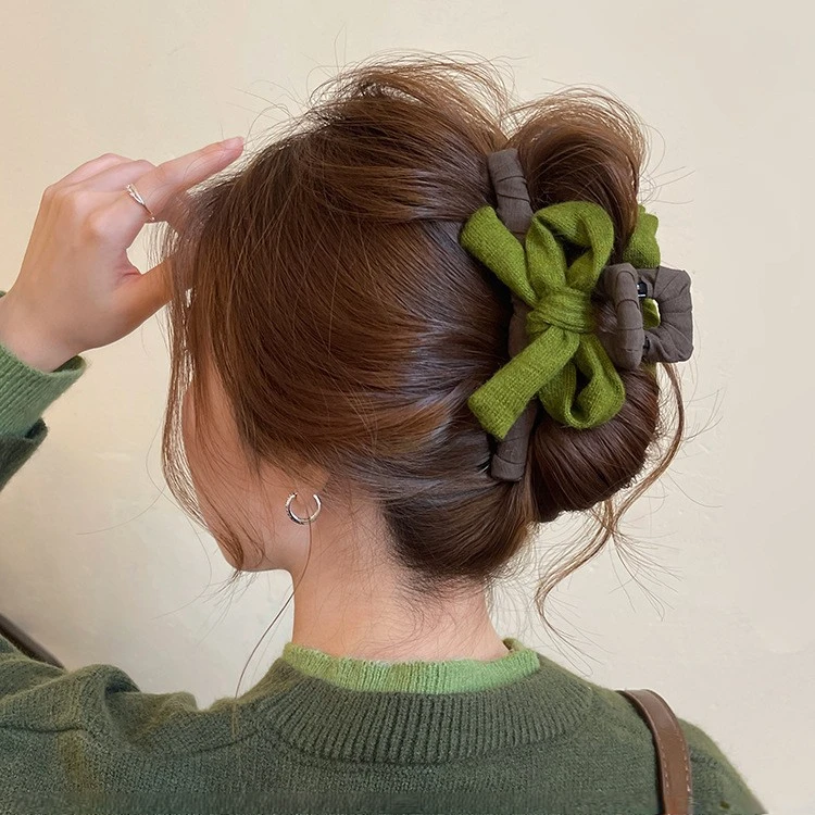 日系蝴蝶结ins发夹抓夹2025新款大号鲨鱼发量后脑勺发卡气质发饰
