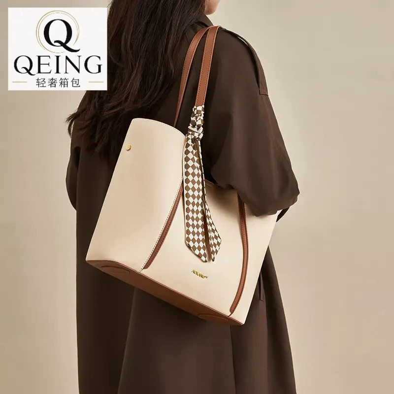 OEING箱包托特包2025新款包包女包大容量单肩真皮女包百搭通勤包