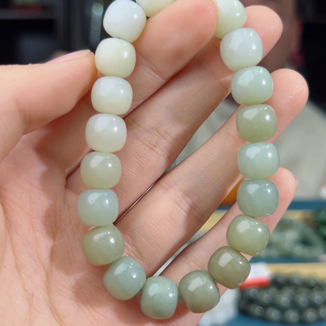和田玉手串未镶嵌手串纯天然新疆且末料天空蓝10mm