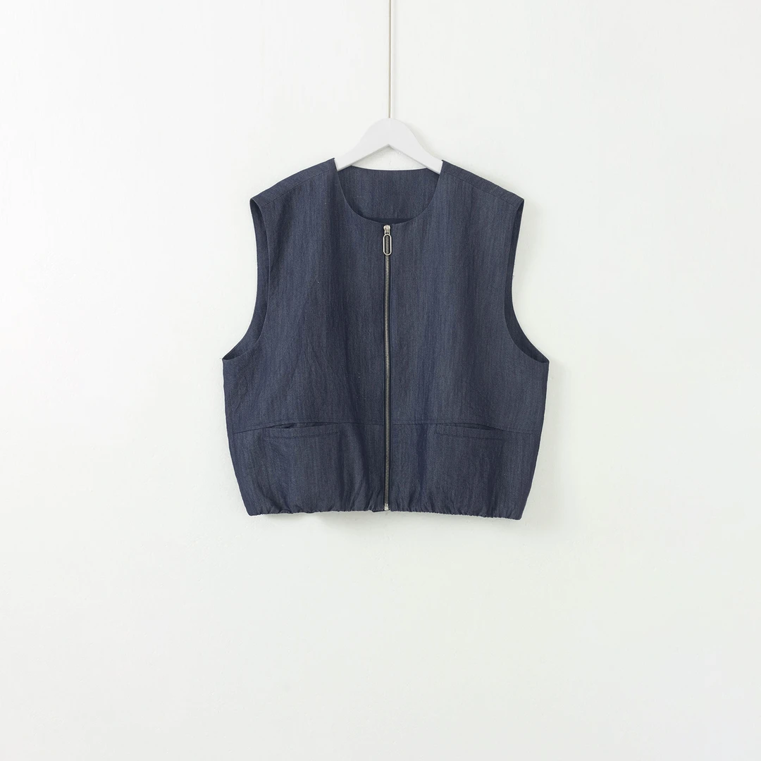 几里与麻 底摆收褶牛仔马甲 衣长55 胸围124 2040790