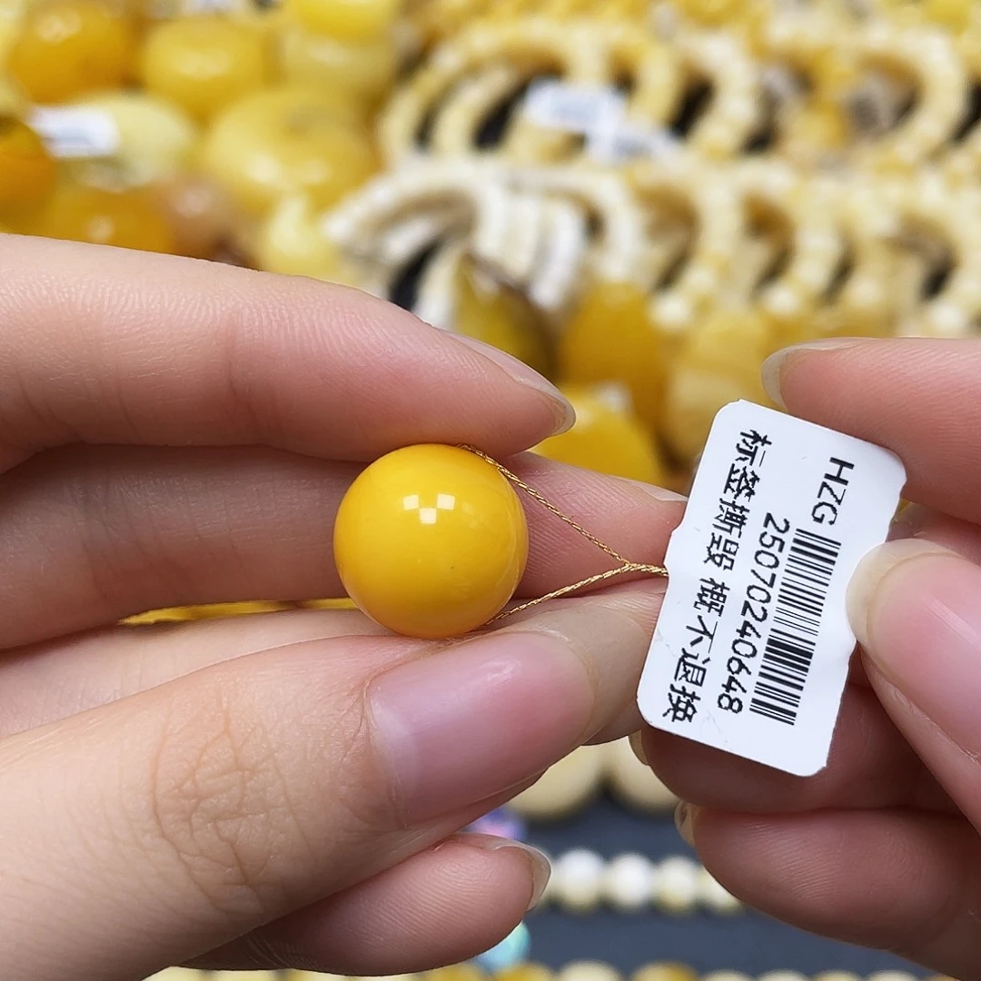 裸石蜜蜡未镶嵌圆珠13.9mm矿灰