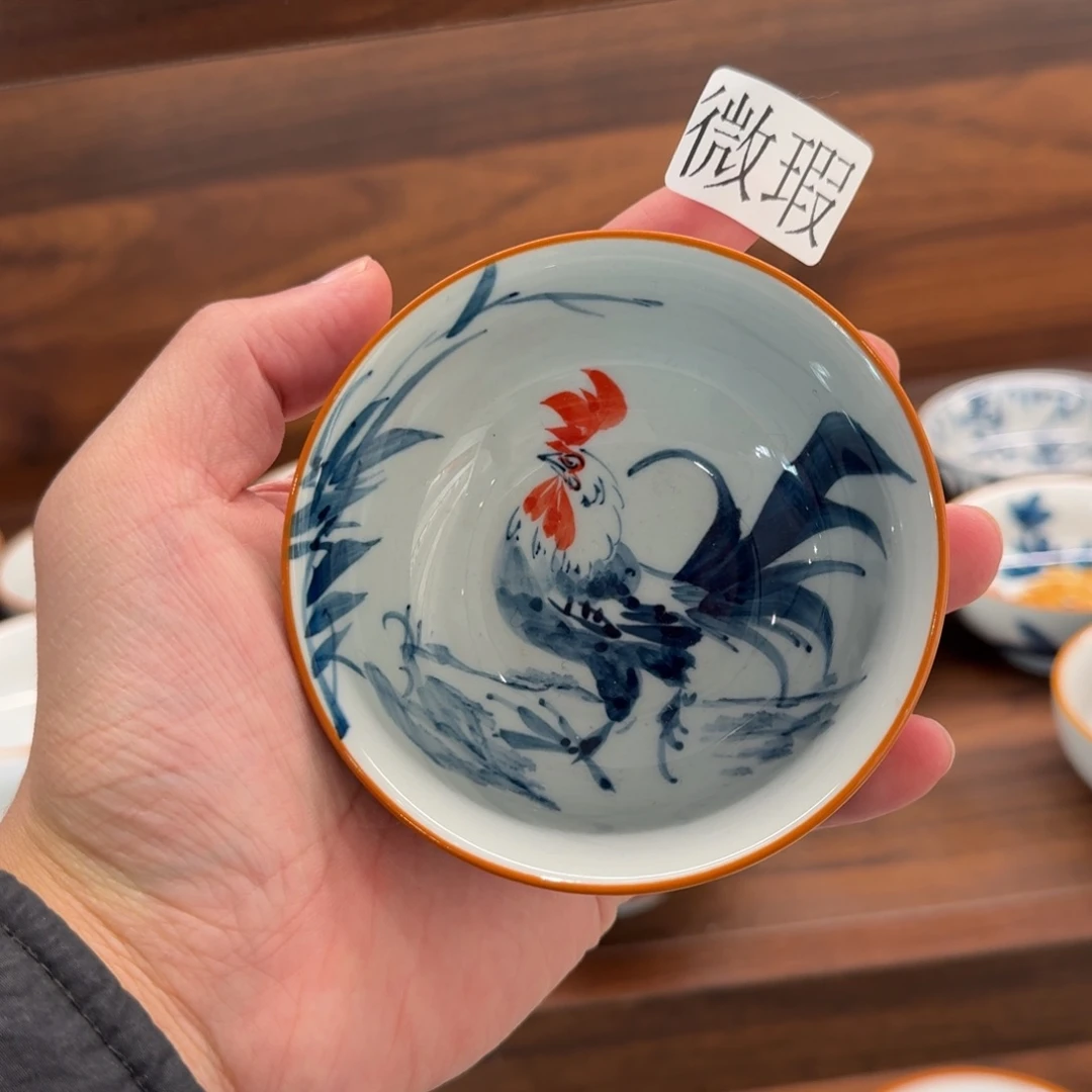 釉下手绘茶具微瑕