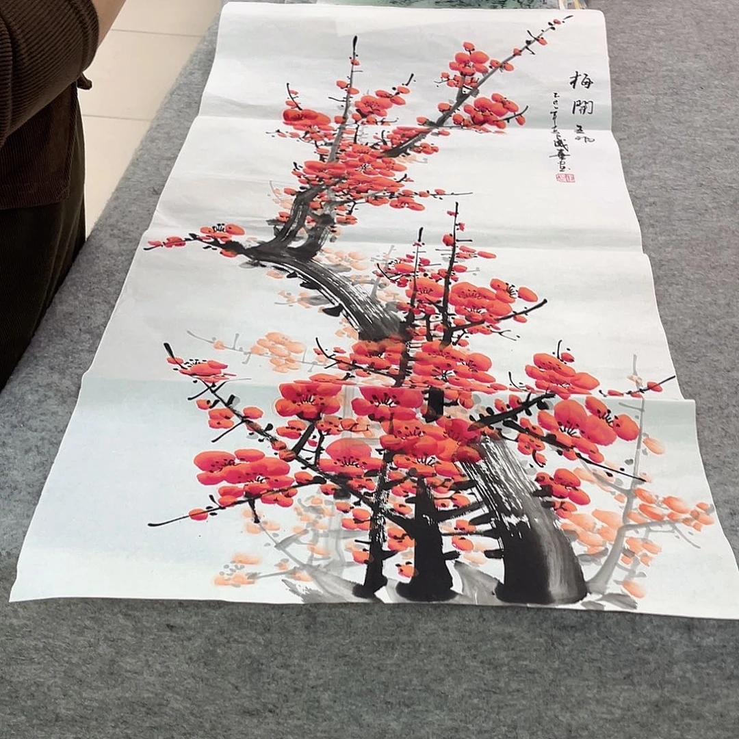 国画纯手绘宣纸画心花鸟山水