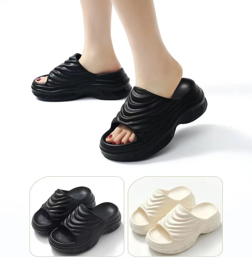 2320波浪纹加厚EVA松糕底休闲增高凉拖鞋外穿沙滩鞋
