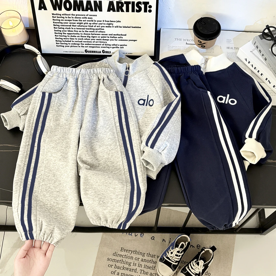男女童同款儿童运动卫衣套装加绒款韩系洋气两件套