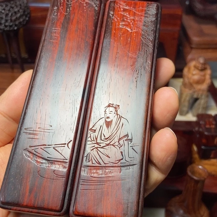 檀香紫檀（小叶紫檀）拓云镇纸一对