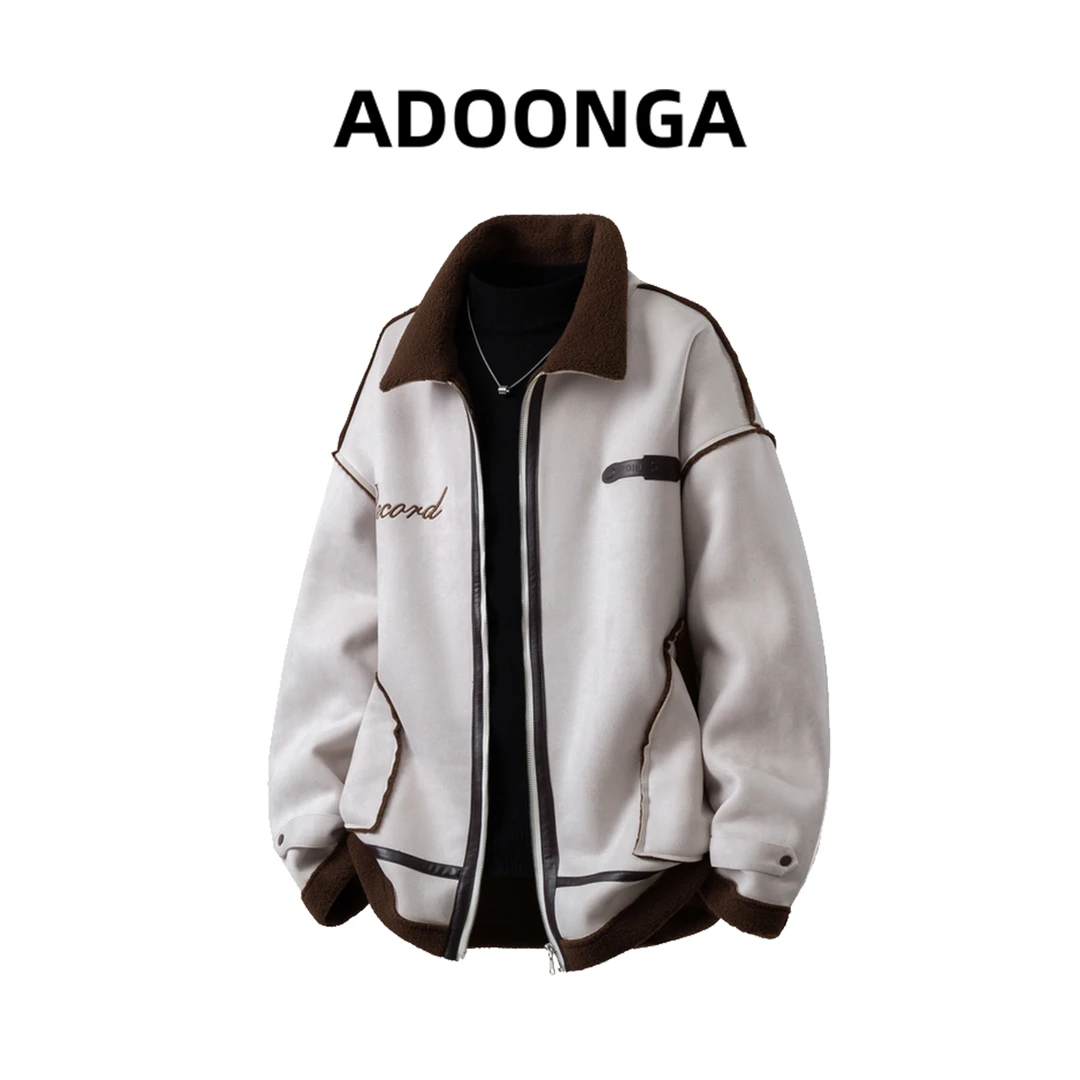 ADOONGA解构设计立领夹克男士秋冬季新款潮流百搭翻领宽松外套男