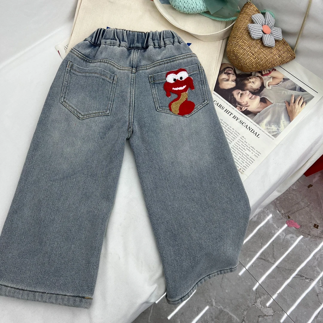 【加绒】女童冬季2025年加儿童加绒直筒宽松牛仔裤DK1239