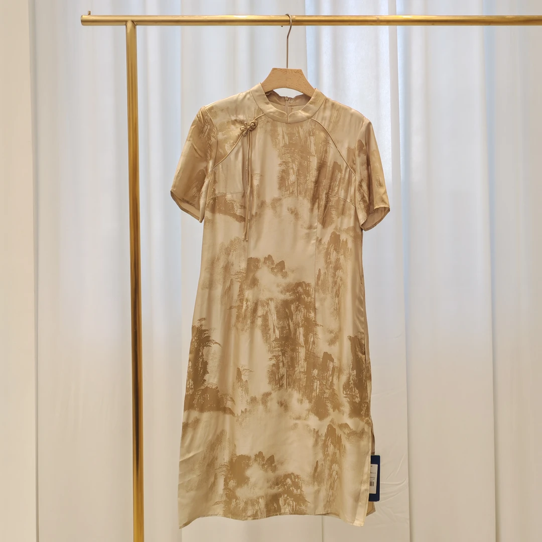 果缎短袖桑蚕丝连衣裙 MJJSY-L9730