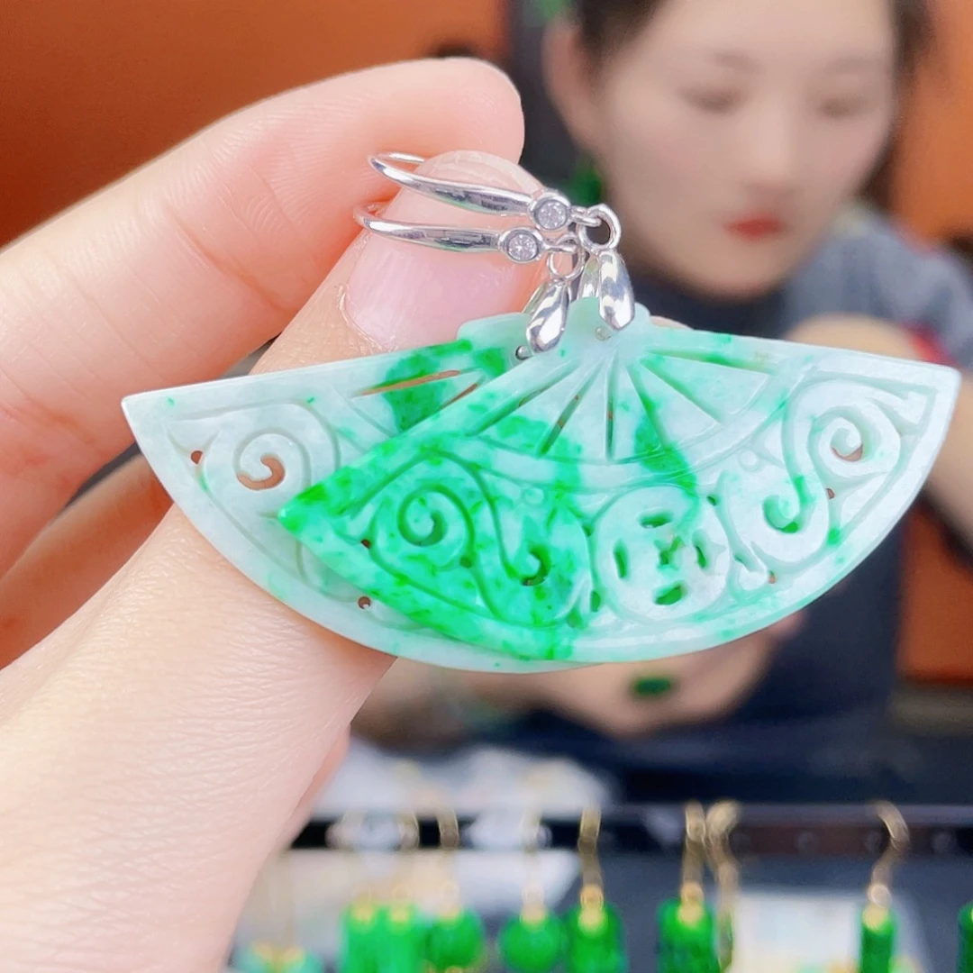 翡翠银S925镶嵌耳饰