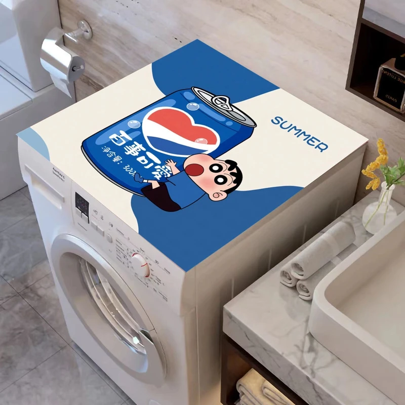蜡笔小新吸水防晒防尘罩滚筒垫洗衣机垫子床头柜双开门冰箱盖布