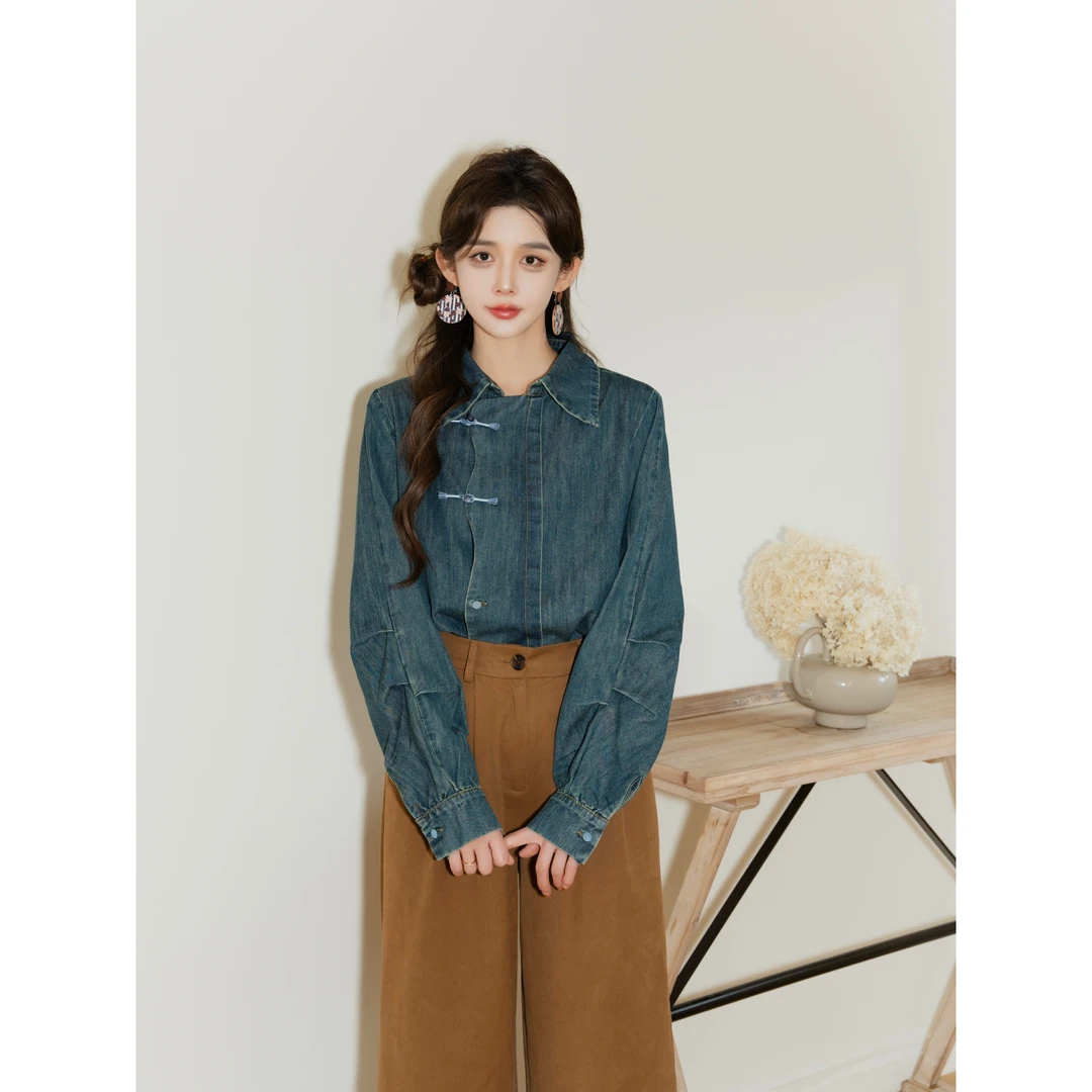 余紫绮【花间令】春季新款新中式风格牛仔外套ZF1102191