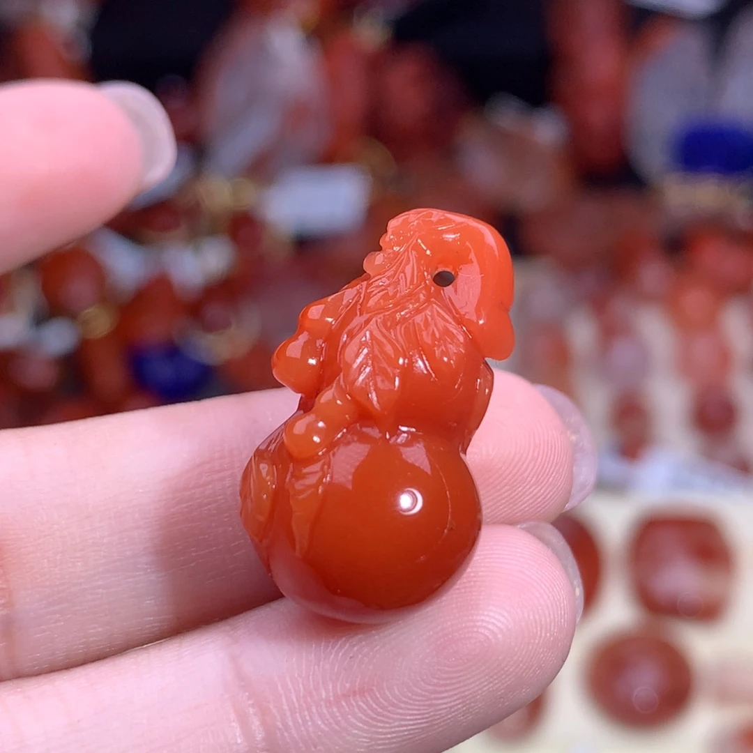 南红玛瑙未镶嵌珠宝半成品满色葫芦吊坠