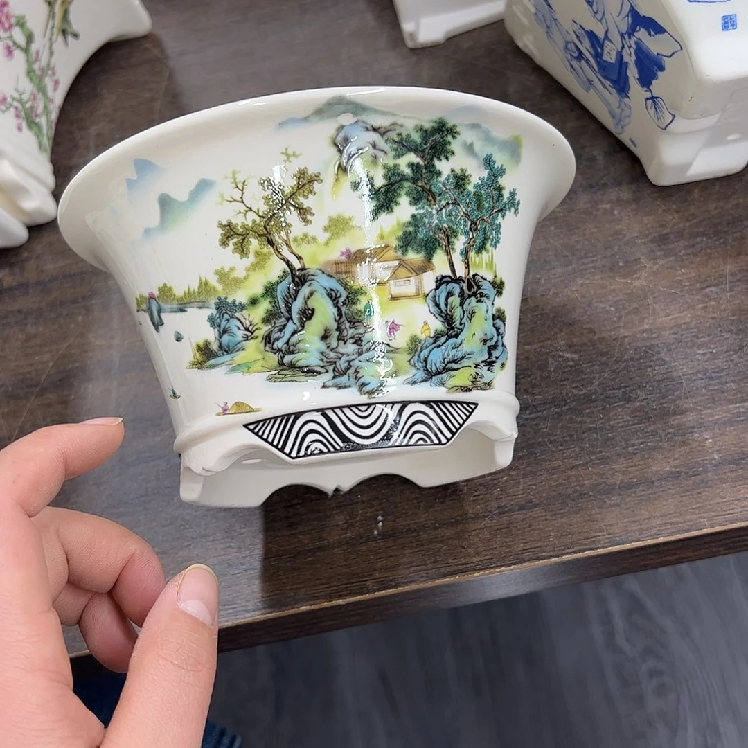 紫砂花盆382号瑕疵15/8cm里面小裂纹介意勿拍