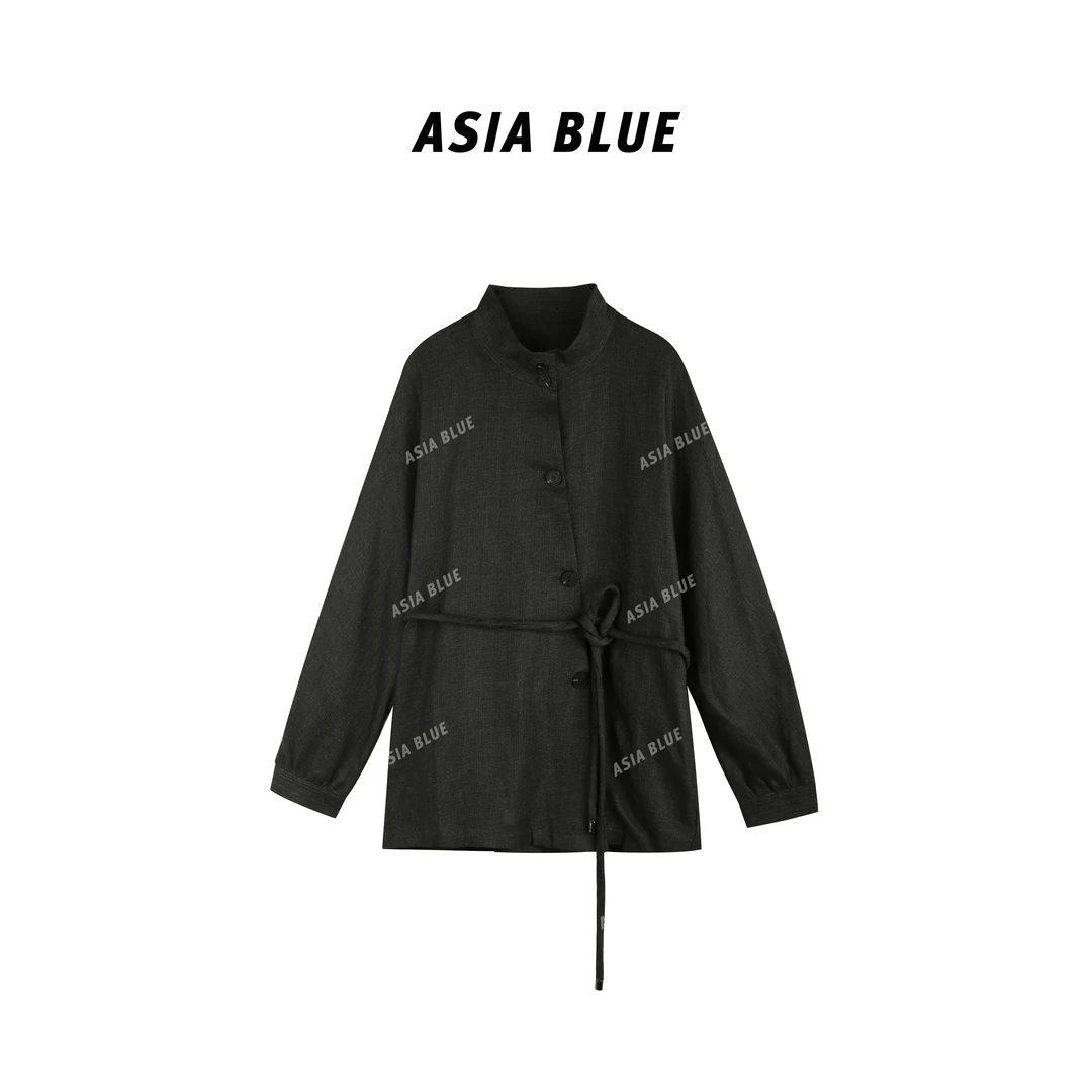 【ASIA BLUE】 2025春季新款亚麻洋气带腰带上衣外套JOW5115