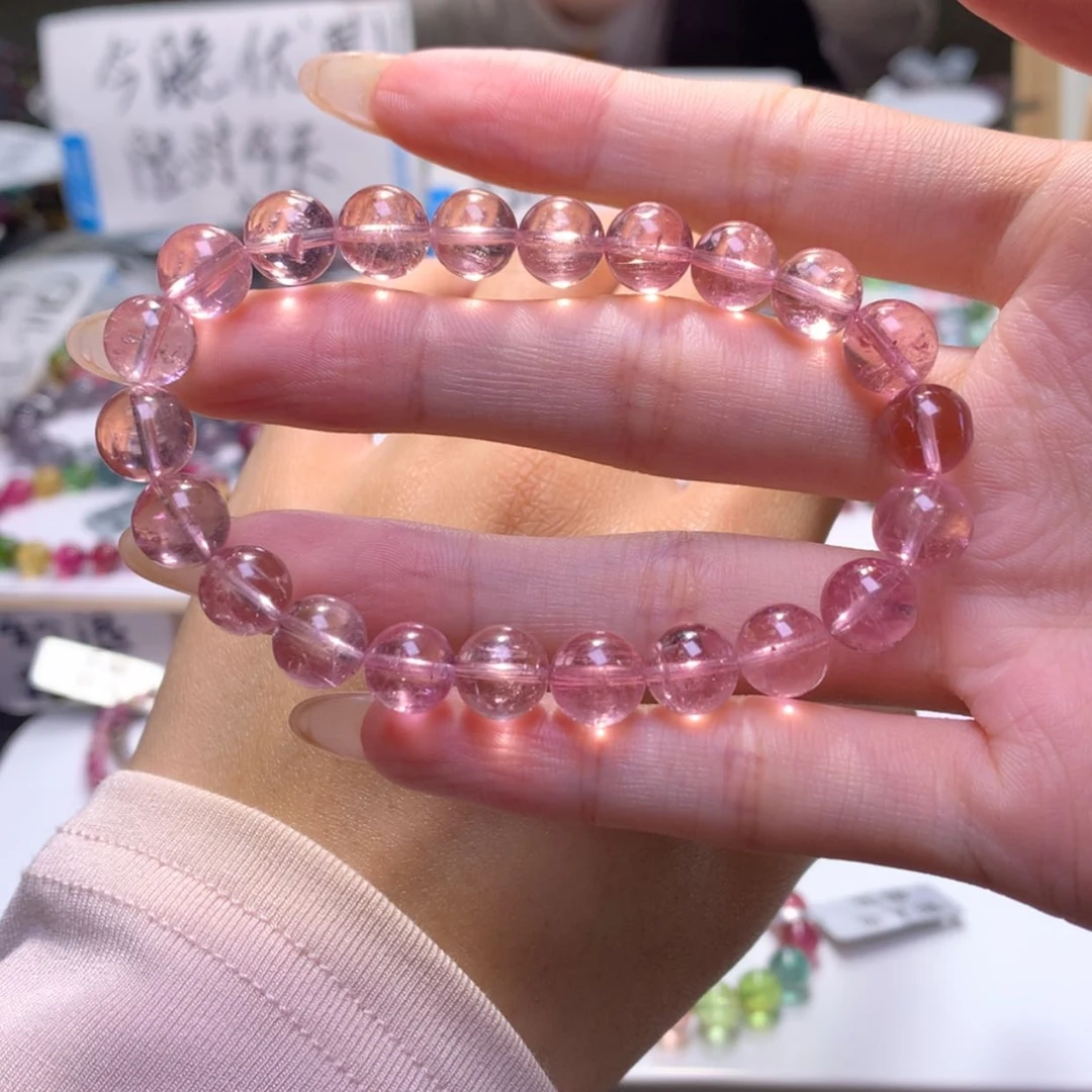 【闪购商品】未镶嵌手链碧玺体色超级牛的粉碧玺8.8m