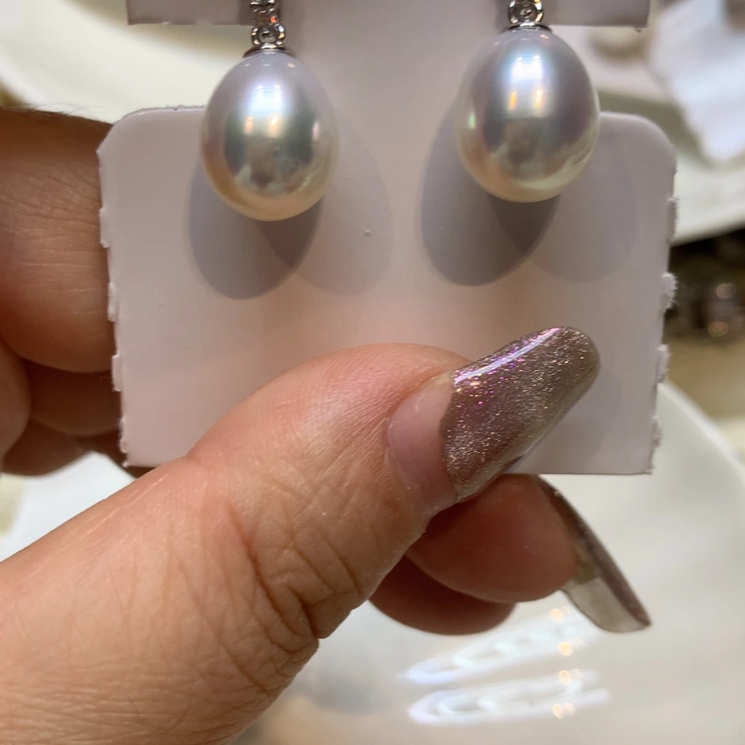 银S925镶嵌海水珍珠耳饰