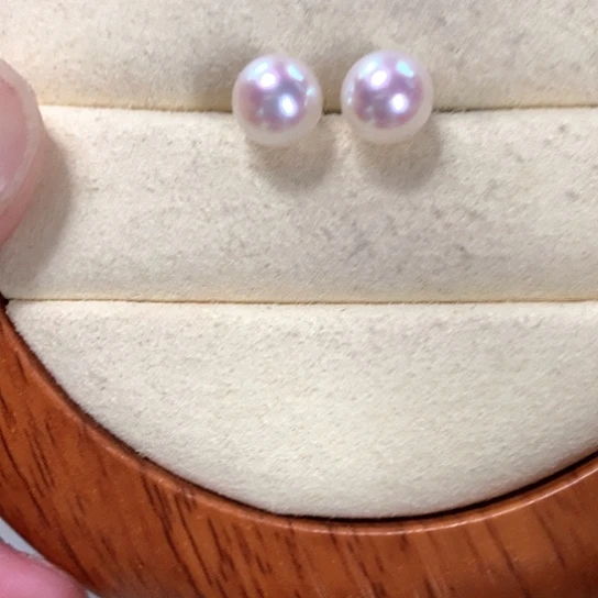 海水珍珠耳钉18K金镶嵌