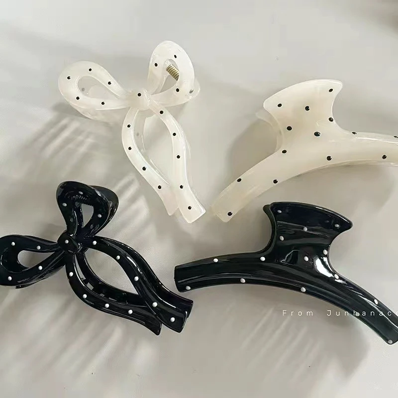 韩版波点抓夹女高级感后脑勺鲨鱼夹发夹头饰高端发卡发饰