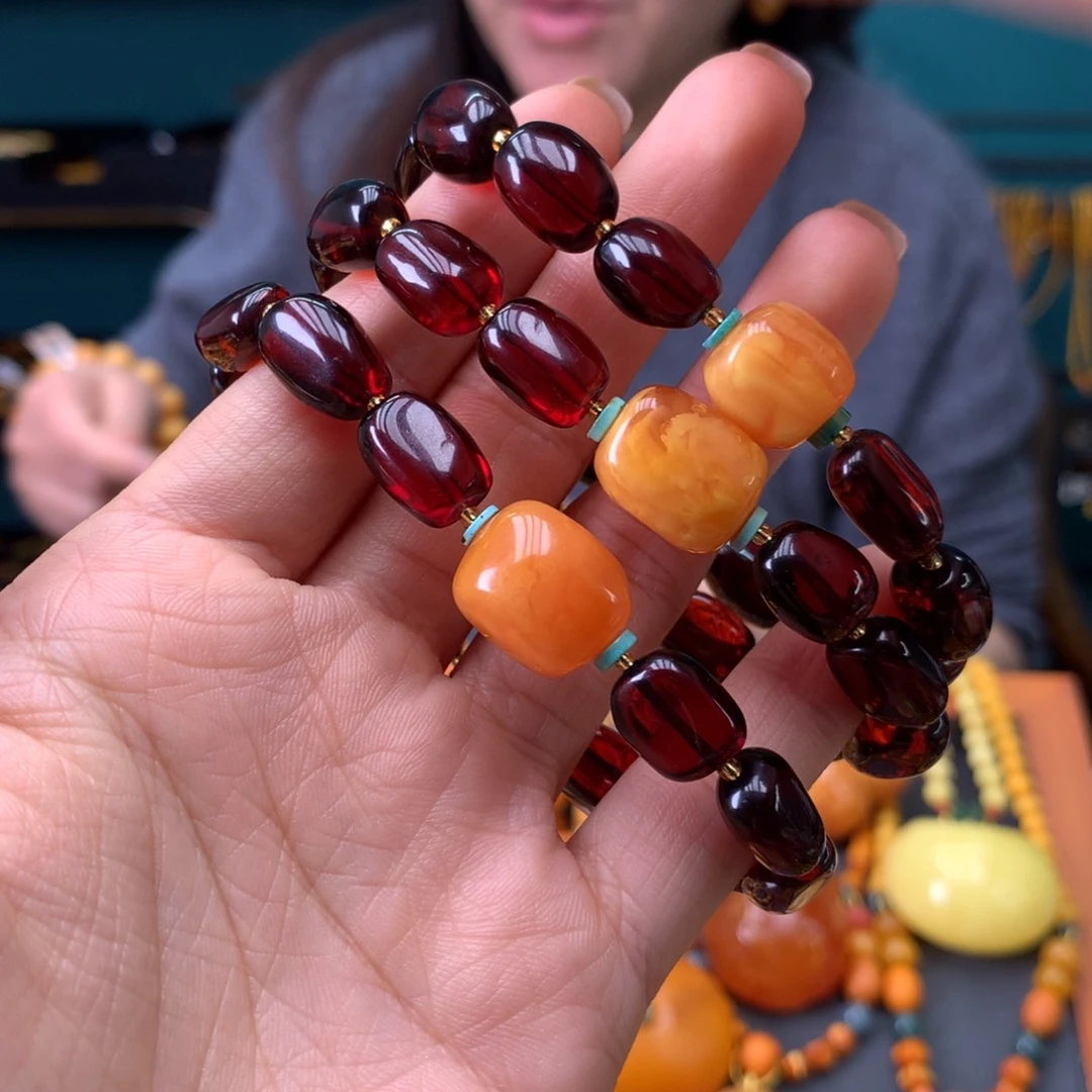 琥珀未镶嵌手串多样性发一