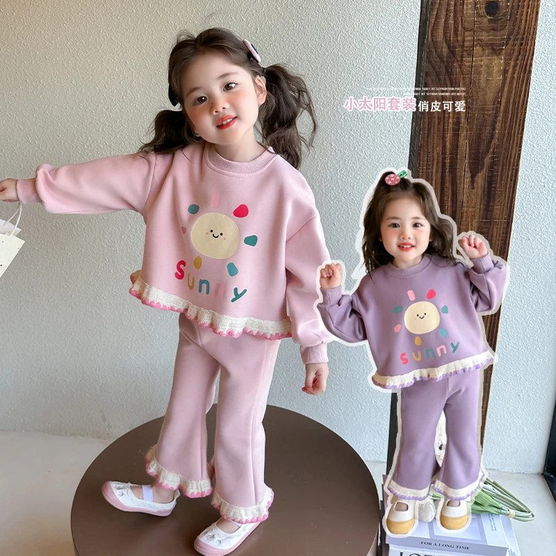 女宝宝卡通卫衣套装春秋25新款洋气休闲幼儿园可爱运动长袖两件套