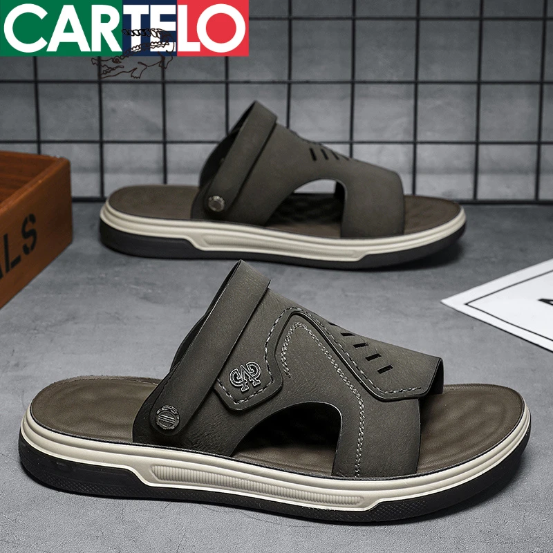 卡帝乐鳄鱼凉鞋男夏季户外涉水防滑休闲运动开车沙滩耐磨一字拖鞋