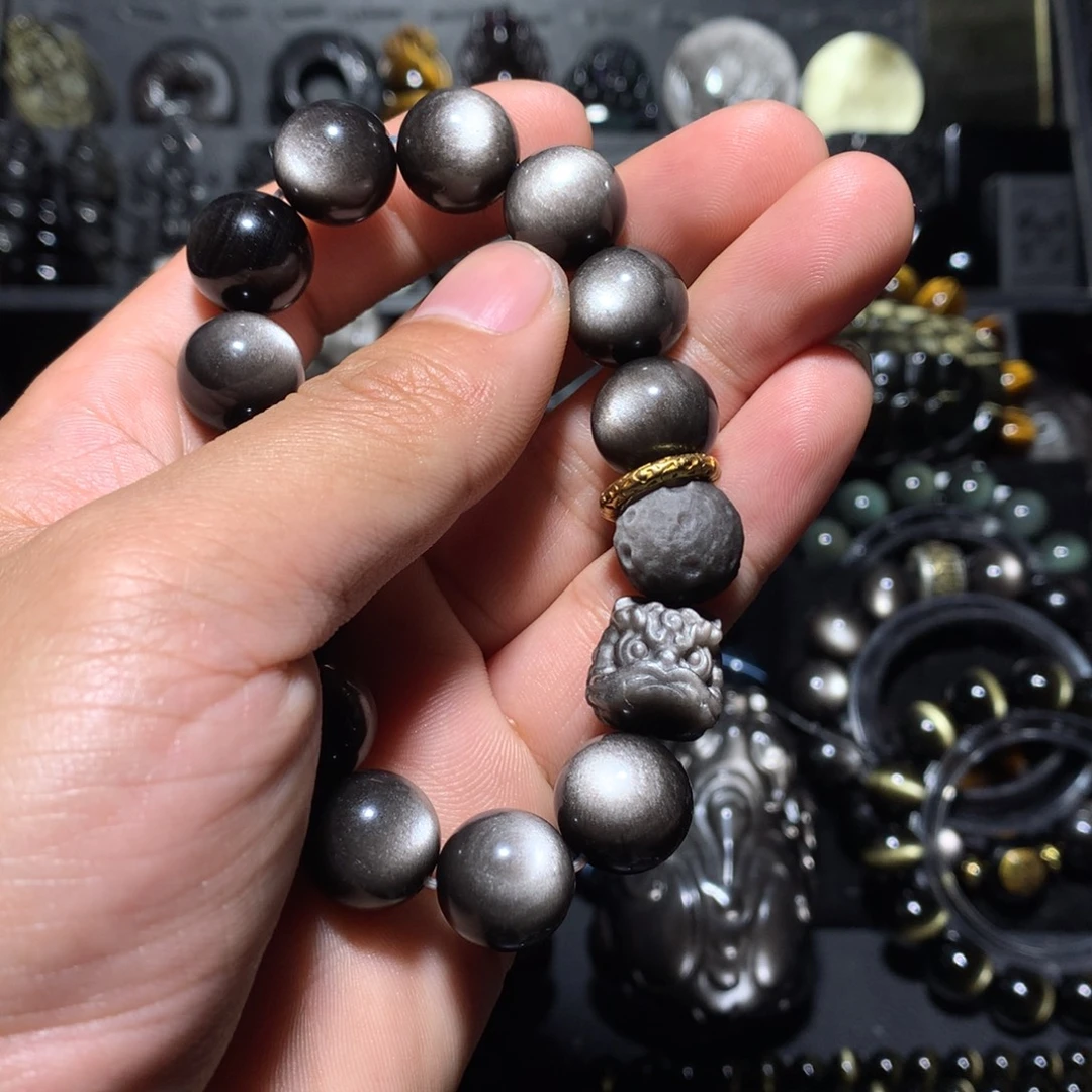 兔***叽黑曜岩未镶嵌珠宝奇石