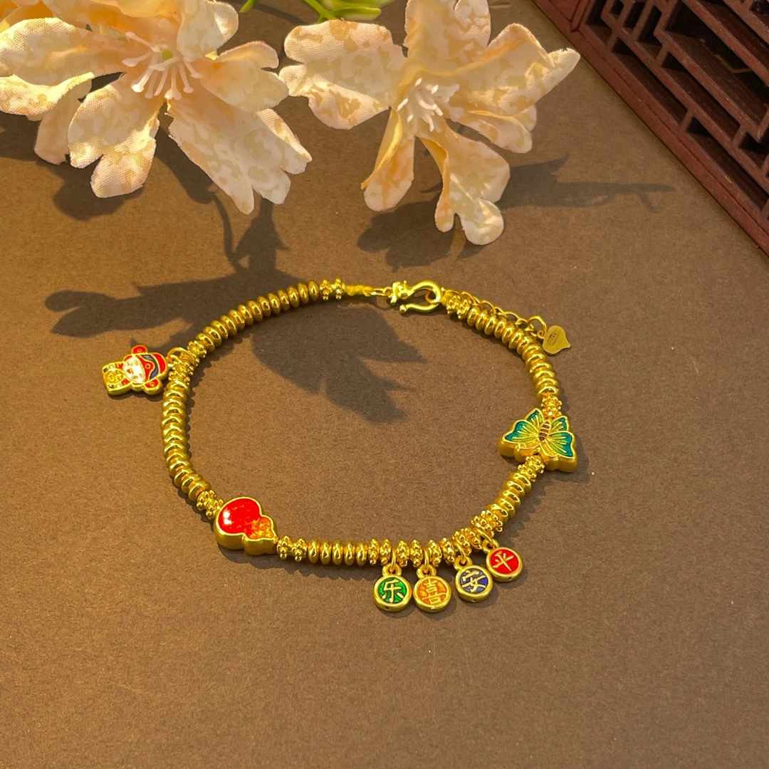 【芳芳专享】足金999 无氰硬金葫芦平安喜乐手链HJS1540