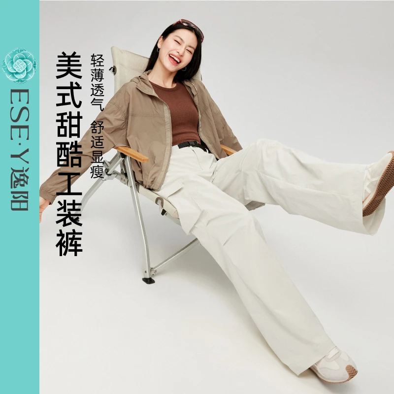 阔腿多口袋轻薄透气工装裤阔腿裤休闲裤户外厚款吸汗高腰休闲