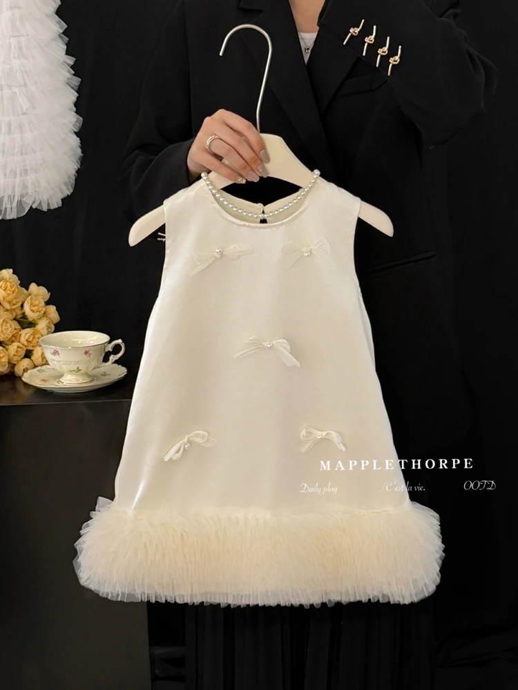 女童连衣裙夏季2025新款生日礼服公主裙儿童甜美风洋气无袖蓬蓬裙