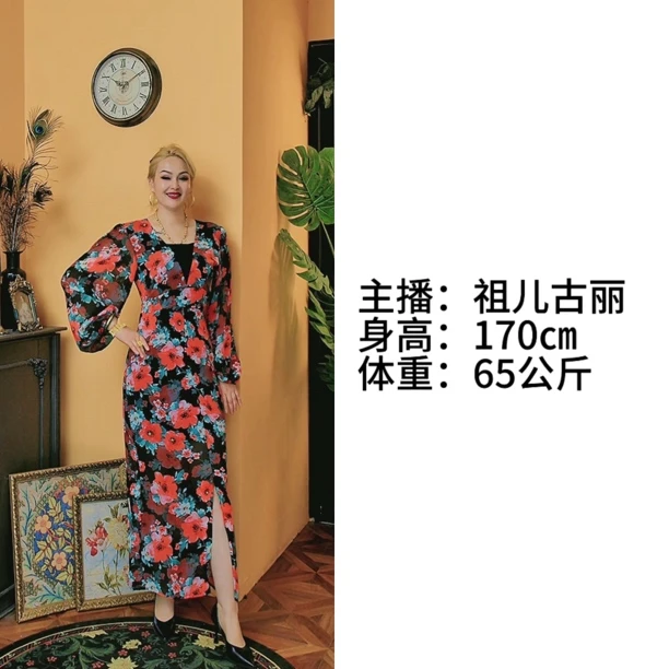 2025年气质显瘦长裙雪纺碎花连衣裙（20）祖