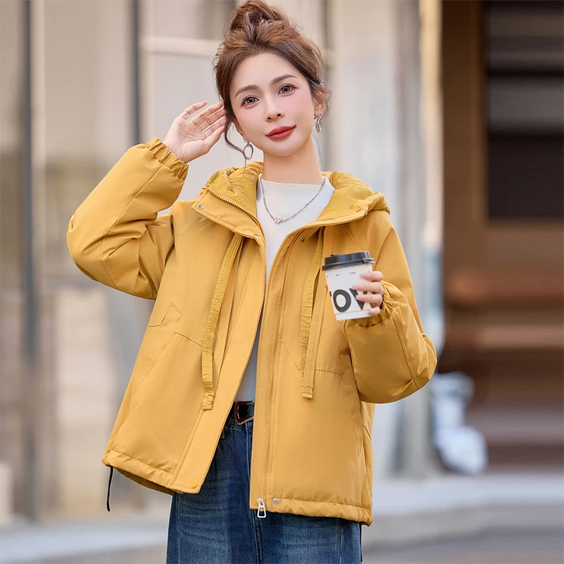 时尚派克棉服女2025冬季新款韩版宽松连帽加厚保暖夹克棉袄外套潮