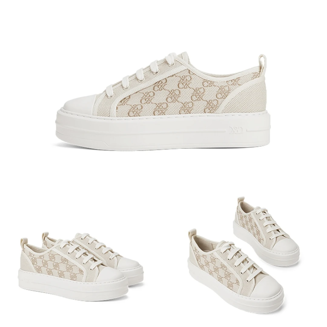 潮鞋 织物 厚底板鞋系带帆布鞋 低帮 生活休闲鞋 C-