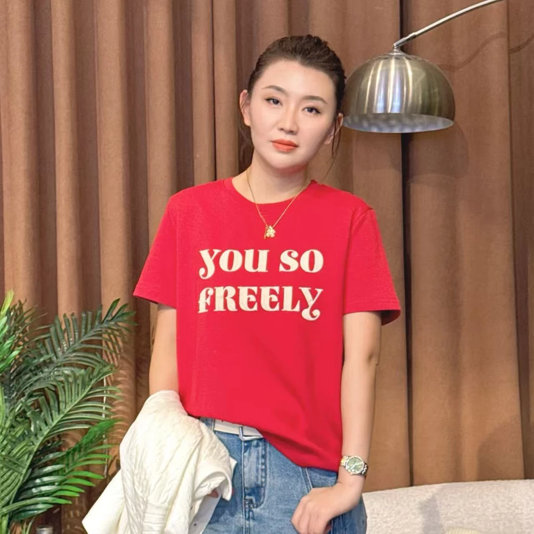 【二婷推荐】26年冬季新款时尚字母印花圆领短袖1628
