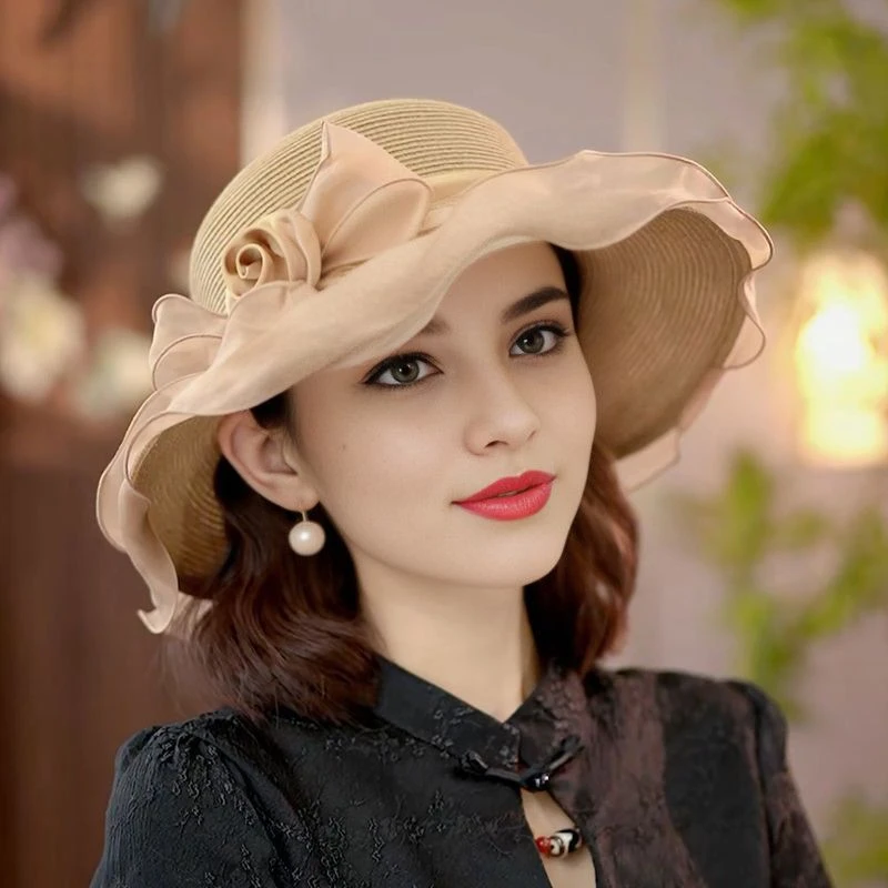 女帽子女士时尚帽子遮阳帽夏季防晒帽子旅游拍照太阳帽